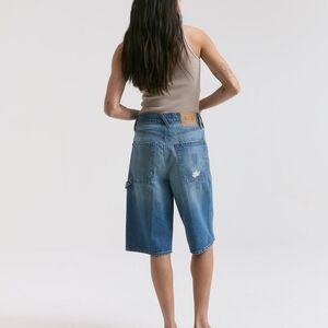 Dala Denim Painterly Blue Denim Startch Shorts Jorts Size 31